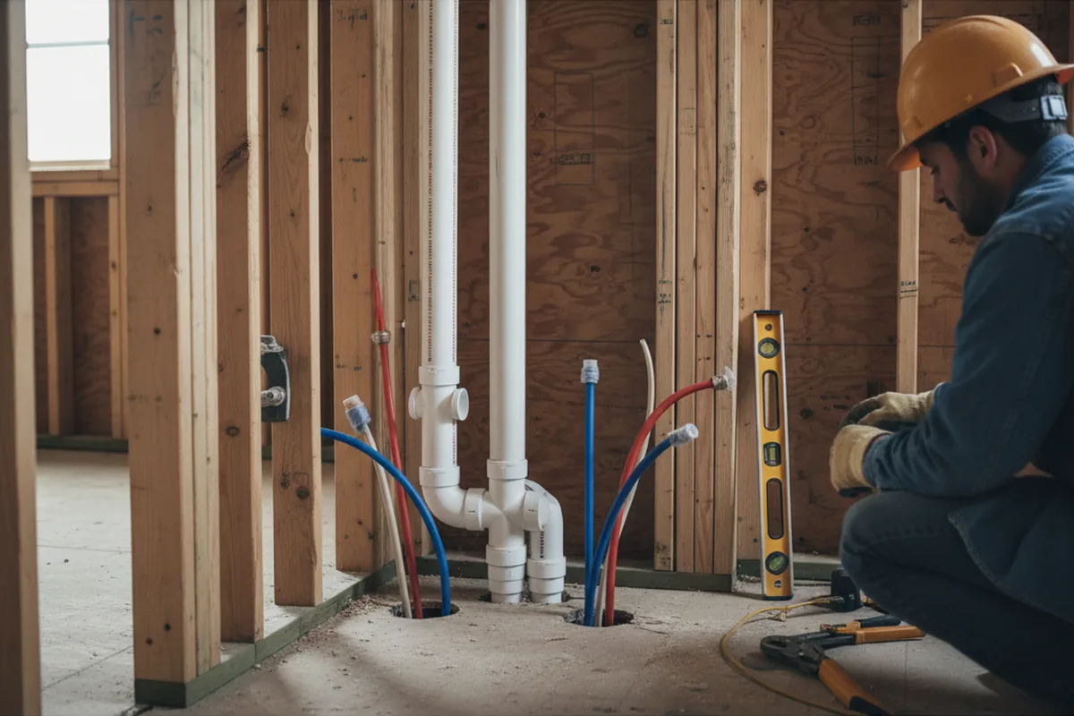 Drain and supply rough-in during Sump Pump Repair in Lolo